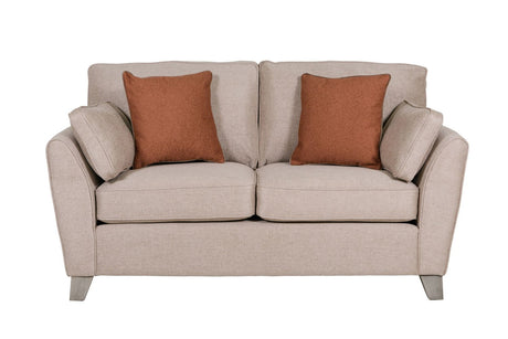 Taupe Fabric Upholstered 2 Seater Sofa and Limed Oak Legs