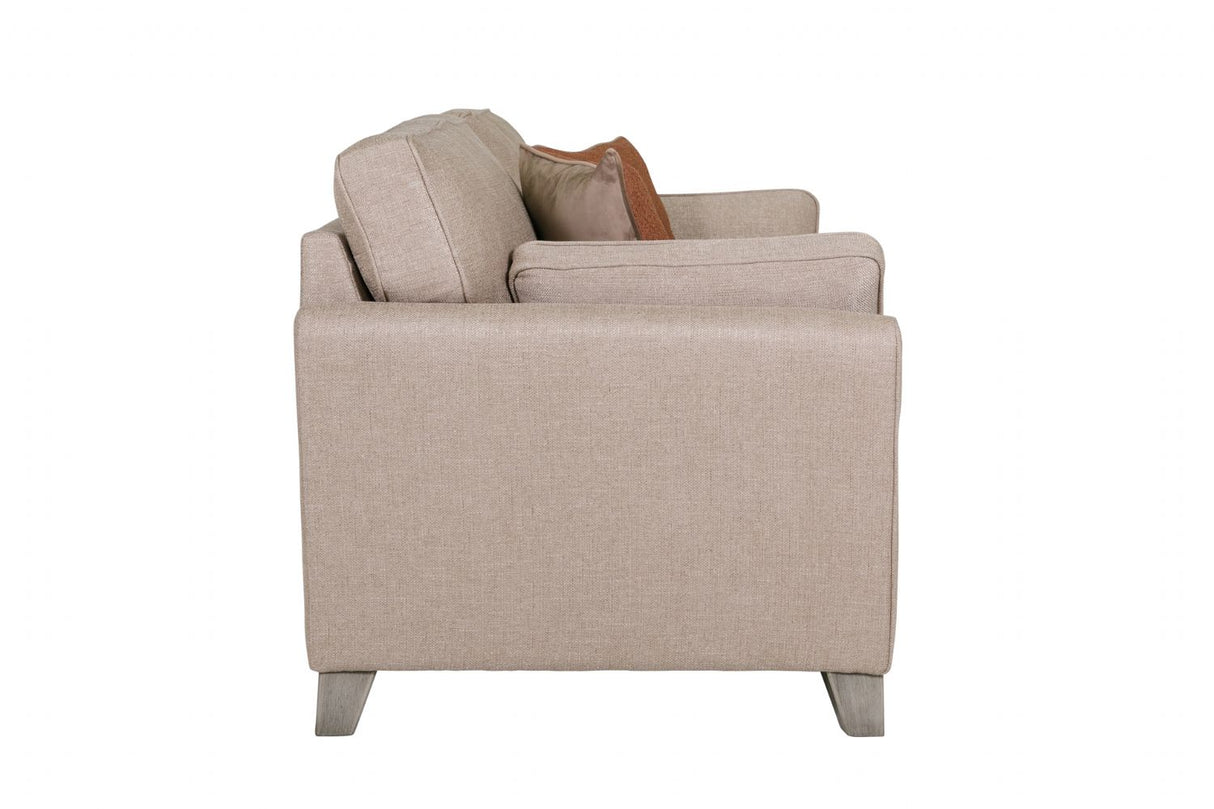 Taupe Fabric Upholstered 2 Seater Sofa and Limed Oak Legs