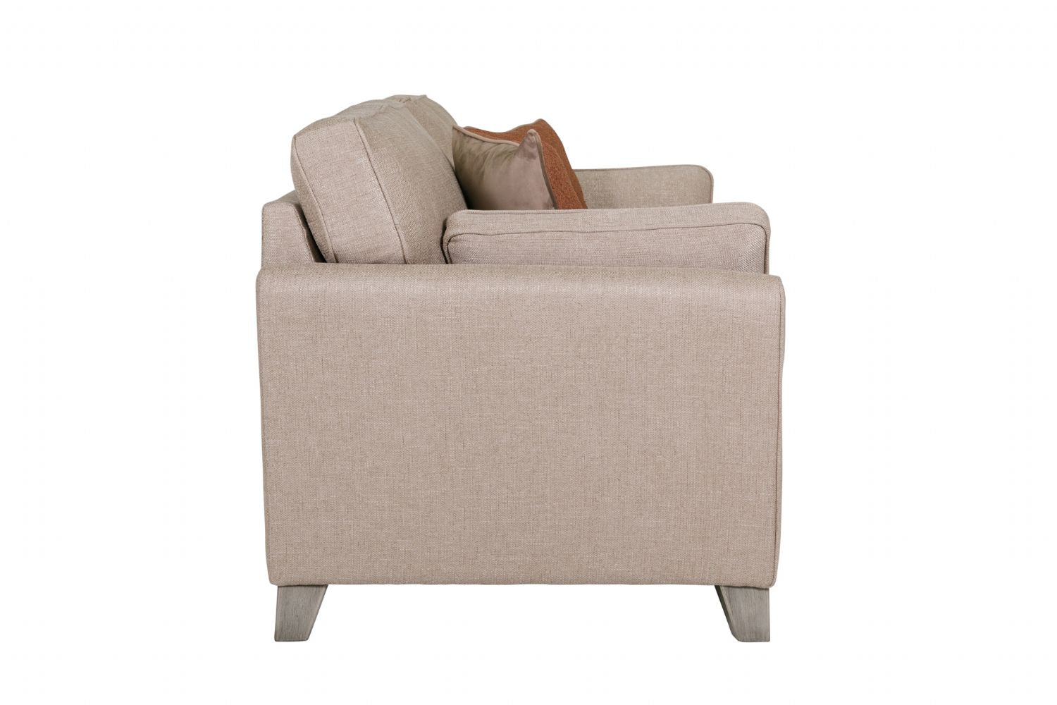 Taupe Fabric Upholstered 2 Seater Sofa and Limed Oak Legs