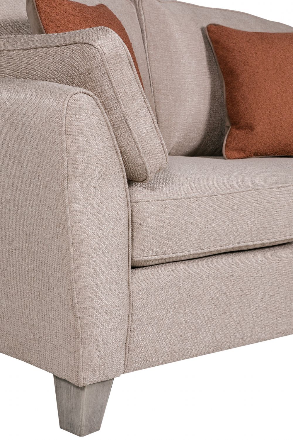 Taupe Fabric Upholstered 2 Seater Sofa and Limed Oak Legs