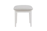 White Wooden Dressing Table Stool Fabric Padded Seat