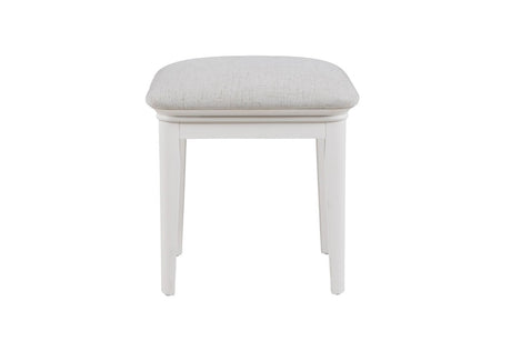 White Wooden Dressing Table Stool Fabric Padded Seat