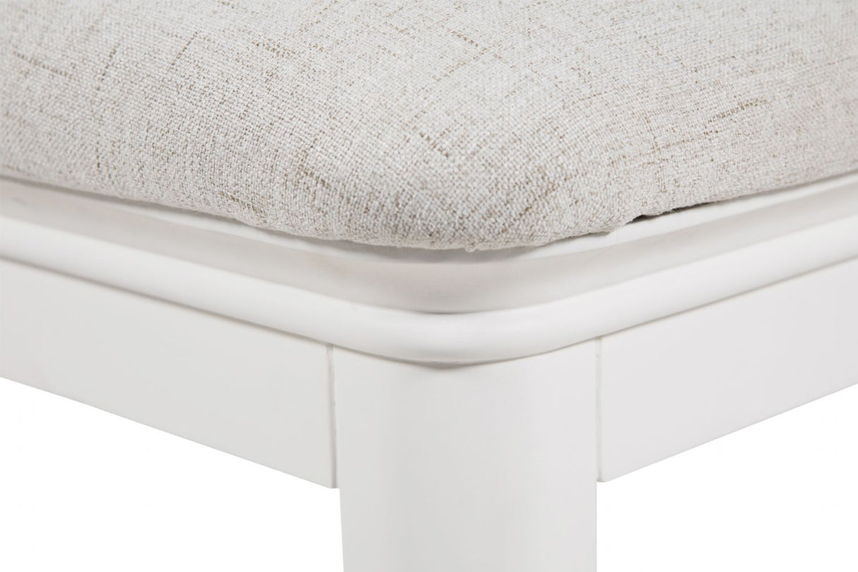 White Wooden Dressing Table Stool Fabric Padded Seat