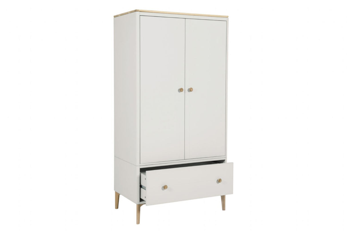 Taupe Cashmere Oak 2 Door 1 Drawer Wardrobe with Hanging Rail