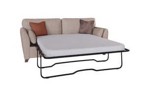 Biscuit Fabric 3 Seater Compact Sofa Bed Limed Oak Legs