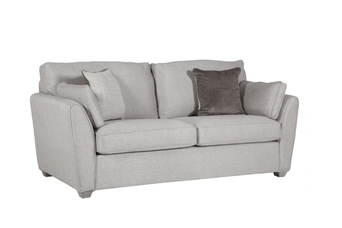 Light Grey Fabric 3 Seater Compact Sofa Bed Limed Oak Legs
