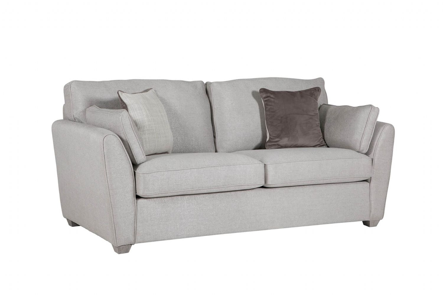 Light Grey Fabric 3 Seater Compact Sofa Bed Limed Oak Legs