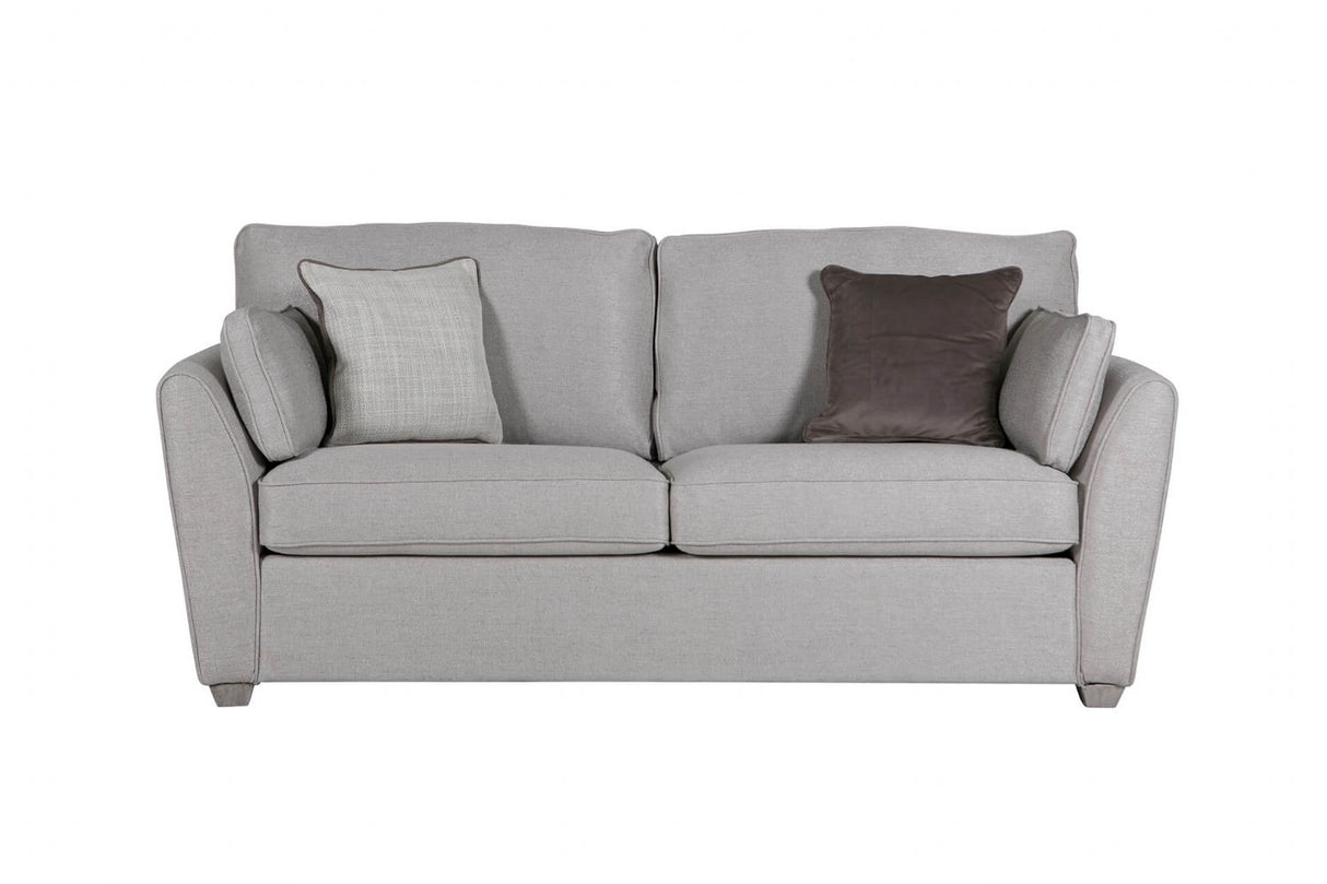Light Grey Fabric 3 Seater Compact Sofa Bed Limed Oak Legs