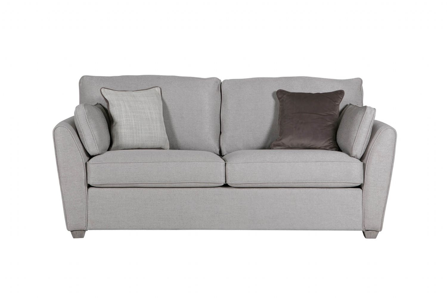 Light Grey Fabric 3 Seater Compact Sofa Bed Limed Oak Legs