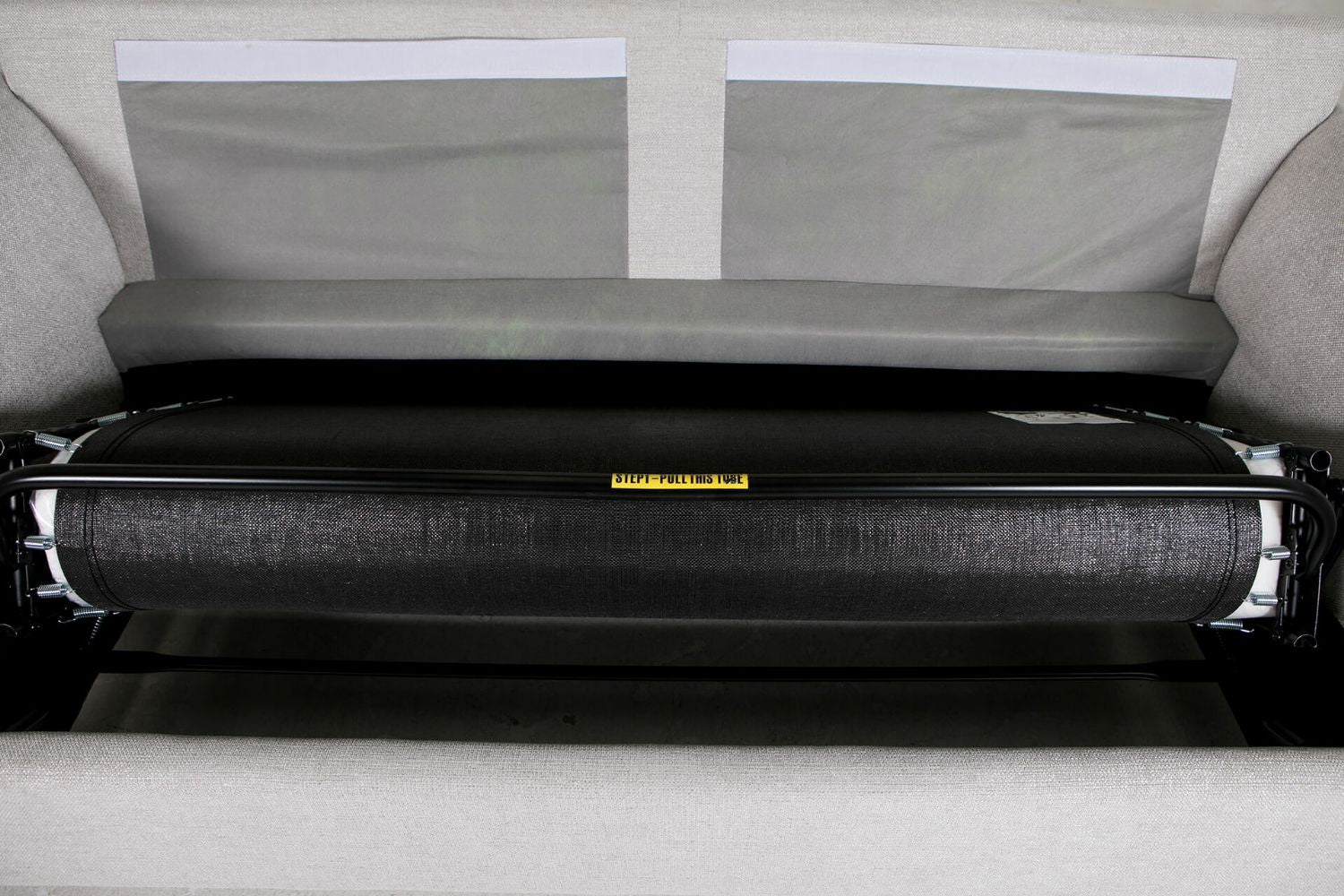 Light Grey Fabric 3 Seater Compact Sofa Bed Limed Oak Legs