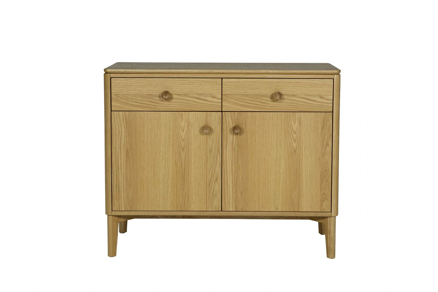 Natural Oak 2 Door 2 Drawer Small Sideboard