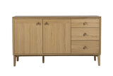 Modern Natural Oak Large 2 Door 3 Drawer Sideboard with Adjustable Shelf