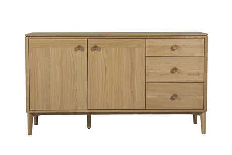 Natural Oak Large 2 Door 3 Drawer Sideboard with Shelf