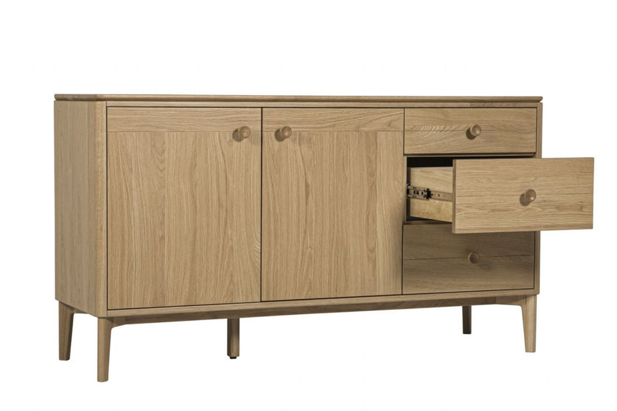 Modern Natural Oak Large 2 Door 3 Drawer Sideboard with Adjustable Shelf