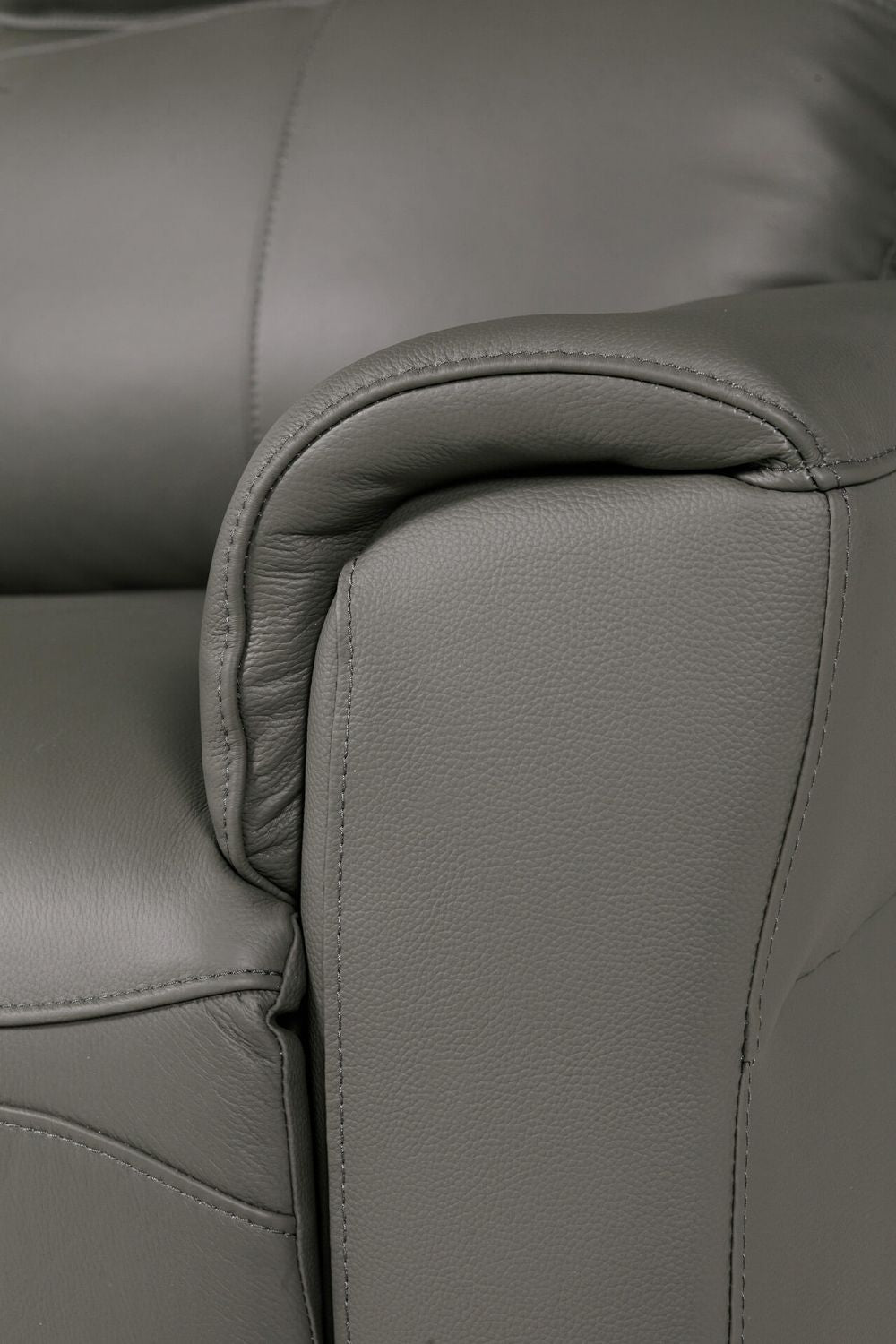 Ash Grey Leather Large Electric Corner Recliner Sofa