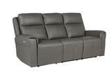 Ash Leather Electric Power Recliner 3 Seater Sofa