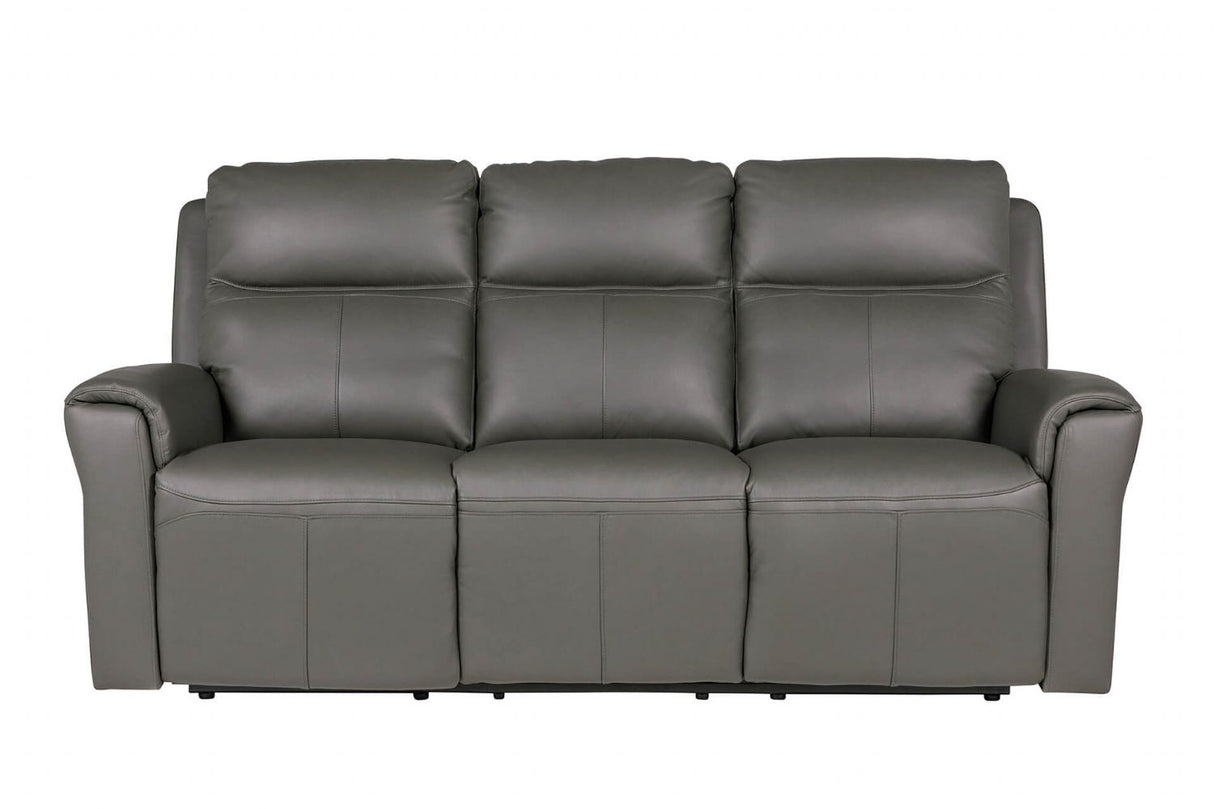Ash Leather Electric Power Recliner 3 Seater Sofa