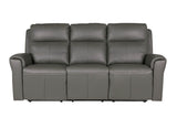 Ash Leather Electric Power Recliner 3 Seater Sofa