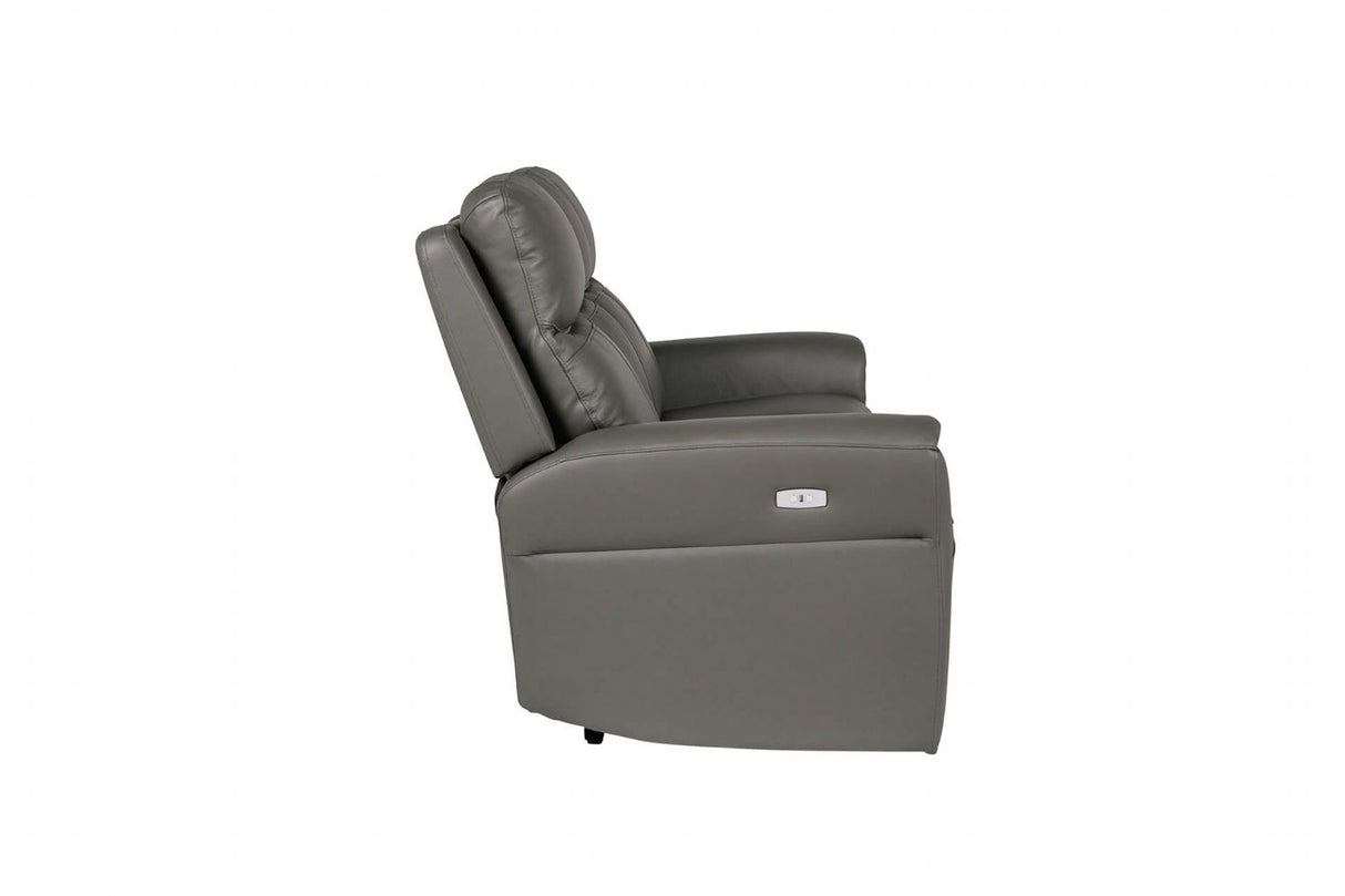 Ash Leather Electric Power Recliner 3 Seater Sofa