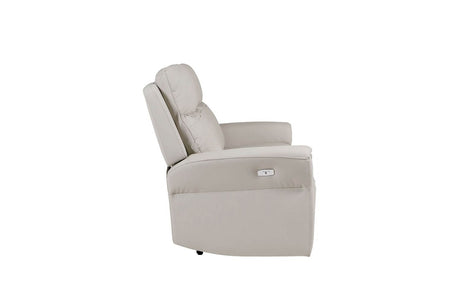Stone Grey Leather Match 3 Seater Electric Reclining Sofa