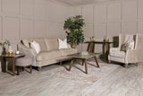Latte Sintered Stone Top Coffee Table with Walnut Legs