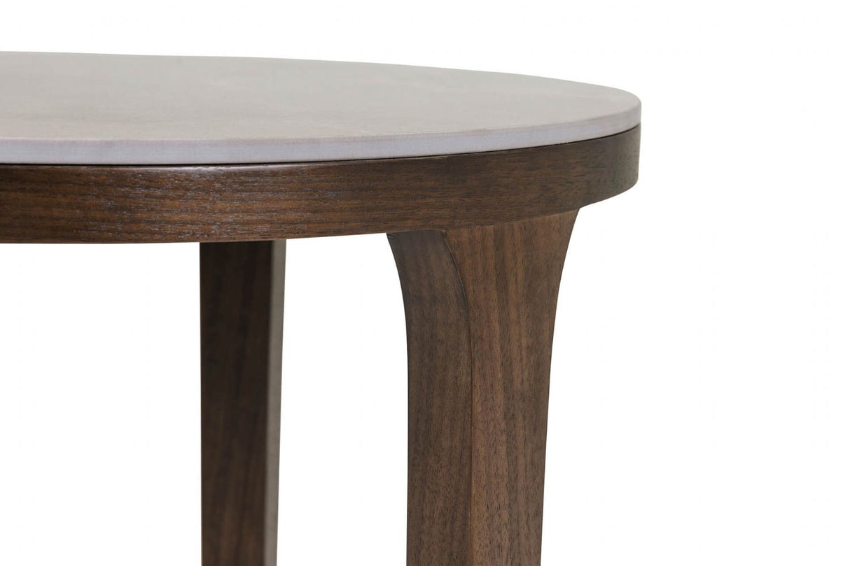 Latte Walnut Wooden Marble Effect Top Round Drinks Table