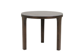 Latte Walnut Wooden Marble Effect Top Round Drinks Table