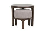 Latte Walnut Wooden Marble Effect Top Round Drinks Table