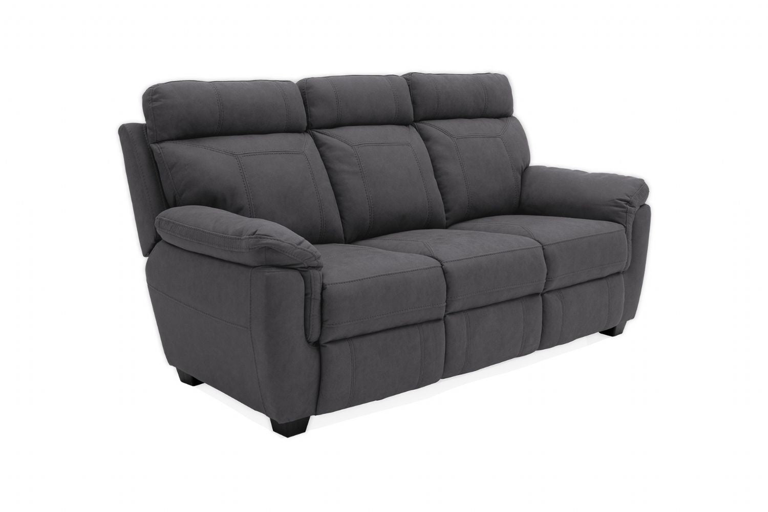 Dark Grey Fabric 3 Seater Sofa with Cushioned Headrest