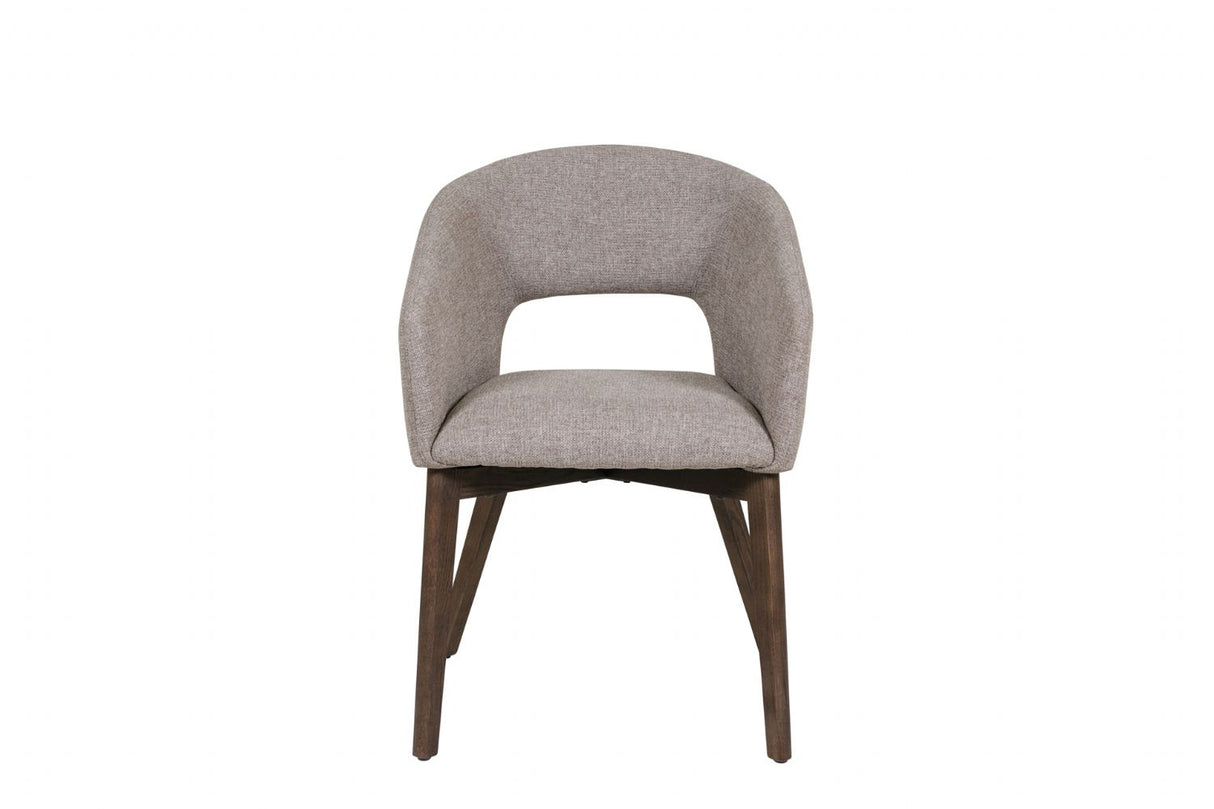 Latte Textured Fabric Dining Chair Dark Wood Legs