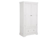 Tall Bone White 2 Door 1 Drawer Double Wardrobe