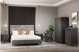 Tall Dark Brown Double Wardrobe 2 Door 2 Ribbed Drawers