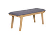 Oak Lacquered Dining Bench 120cm Grey Fabric Padded Seat