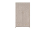 Cream Wooden Double 2 Door 2 Drawer Plain Wardrobe