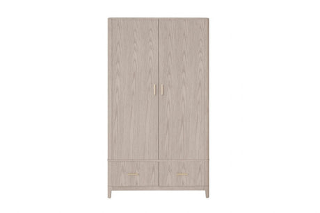 Cream Wooden Double 2 Door 2 Drawer Plain Wardrobe