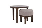 Latte Walnut Wooden Marble Effect Top Round Drinks Table