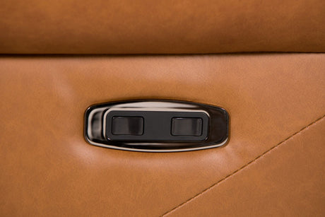 Tan Brown Leather Electric Reclining Swivel Relaxer Armchair
