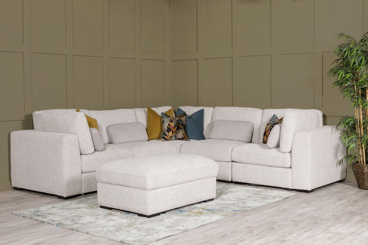 Light Grey Chenille Fabric Corner Arm Sectional