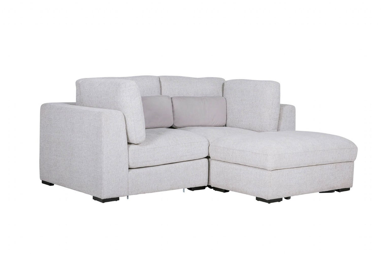 Light Grey Chenille Fabric Corner Arm Sectional