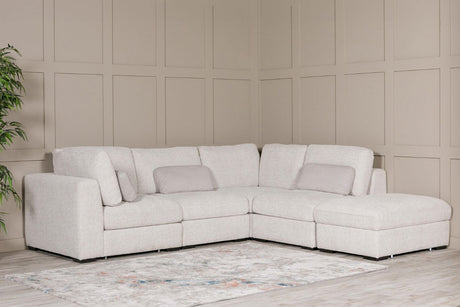 Light Grey Chenille Fabric Corner Arm Sectional