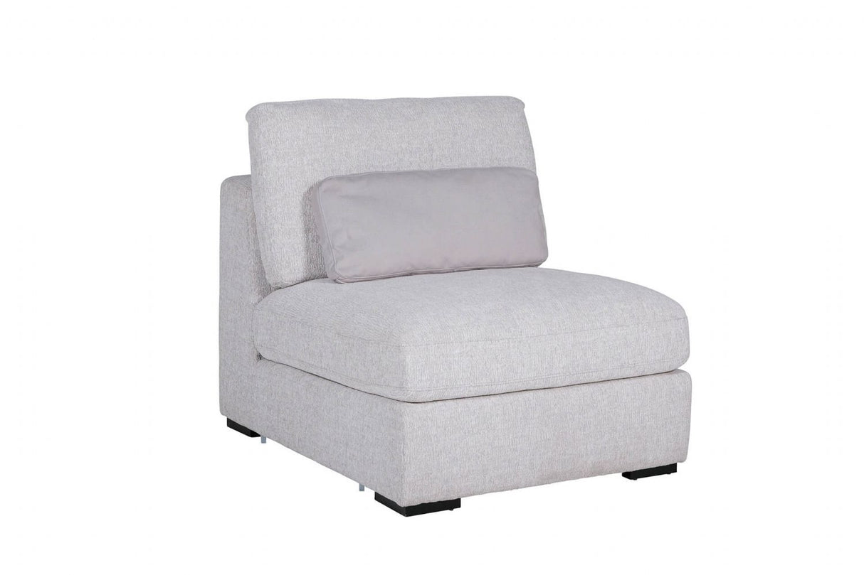 Light Grey Chenille Fabric Armless Sectional with Cushion