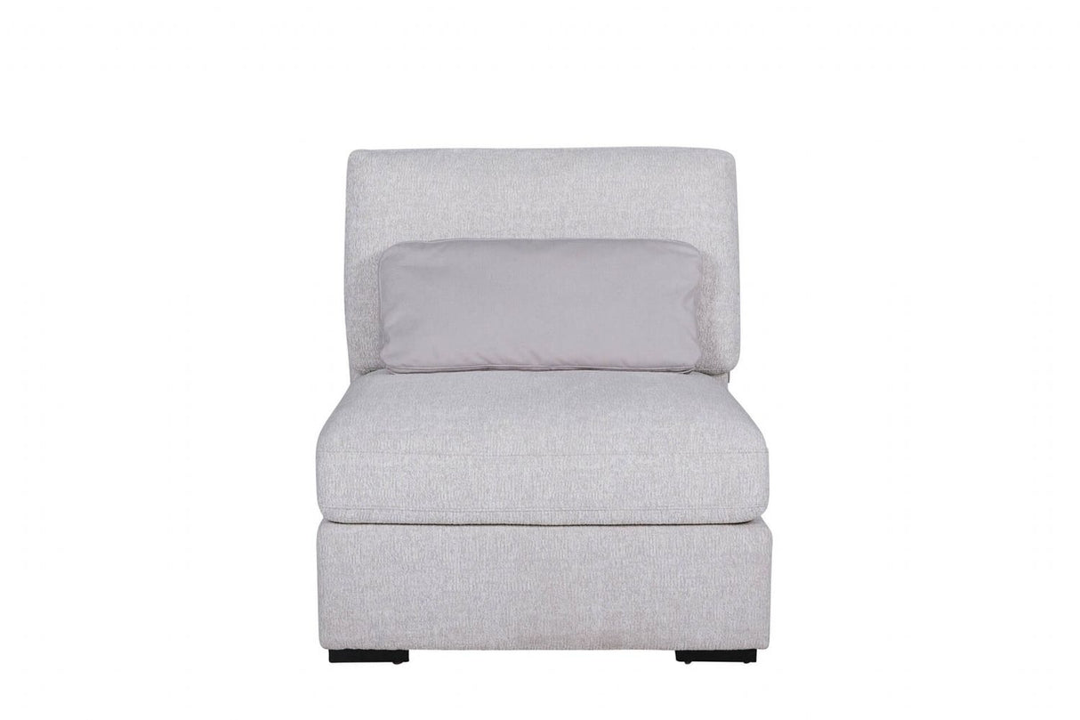 Light Grey Chenille Fabric Armless Sectional with Cushion
