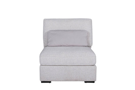 Light Grey Chenille Fabric Armless Sectional with Cushion
