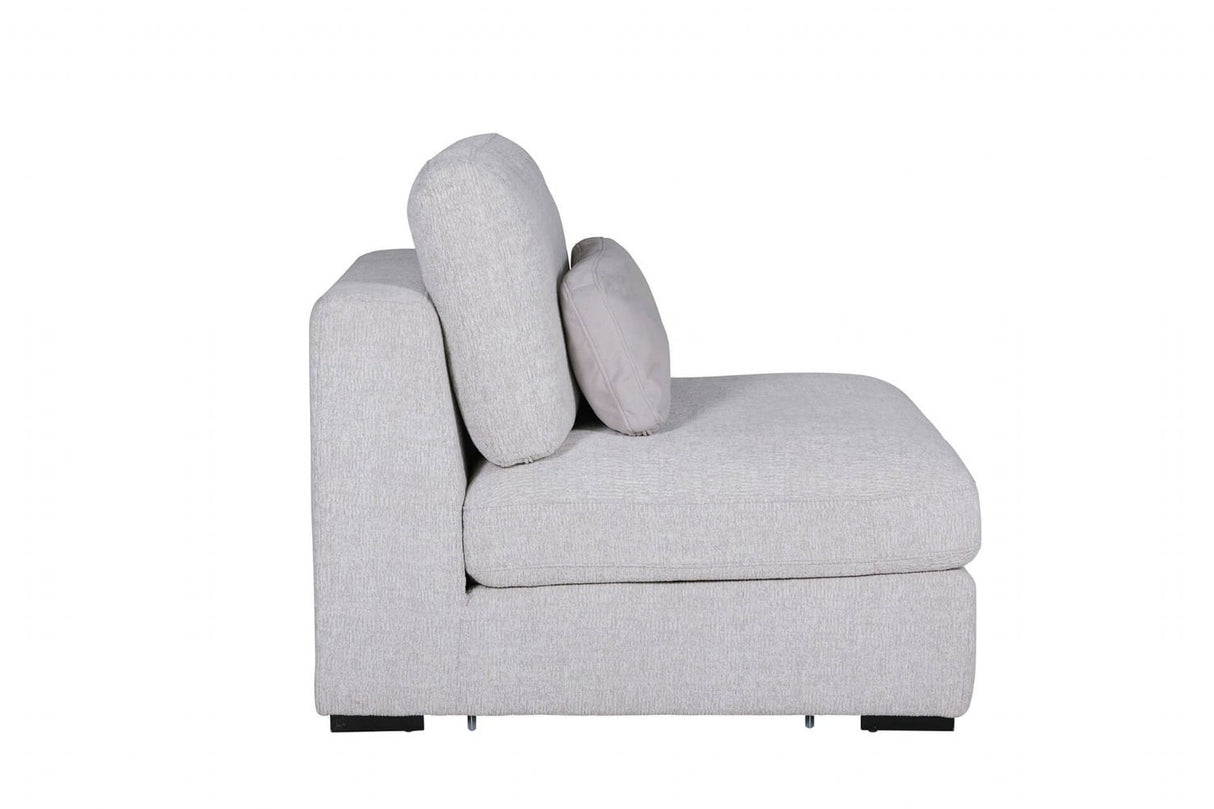 Light Grey Chenille Fabric Armless Sectional with Cushion