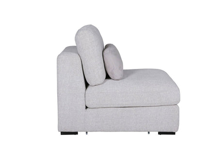 Light Grey Chenille Fabric Armless Sectional with Cushion
