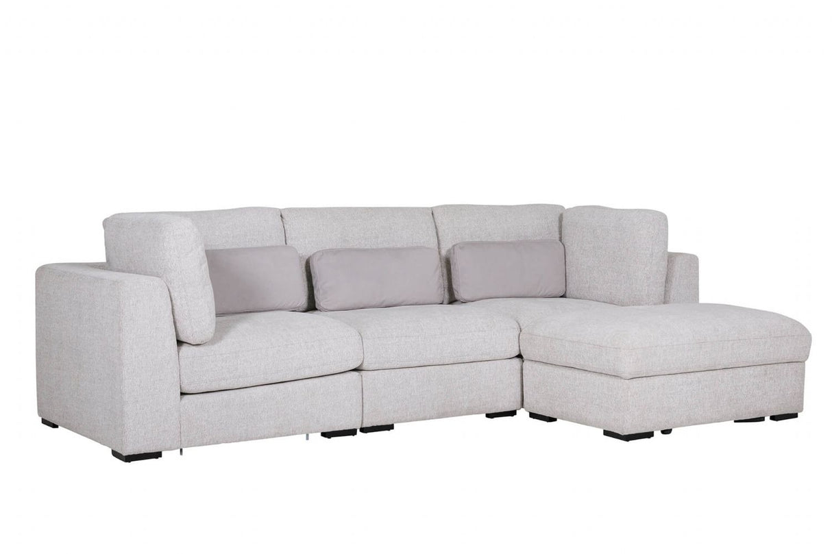 Light Grey Chenille Fabric Armless Sectional with Cushion