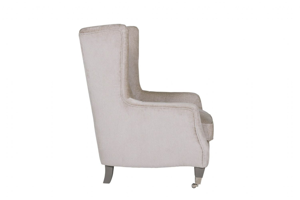 Mink Velvet Fabric High Back Wing Chair