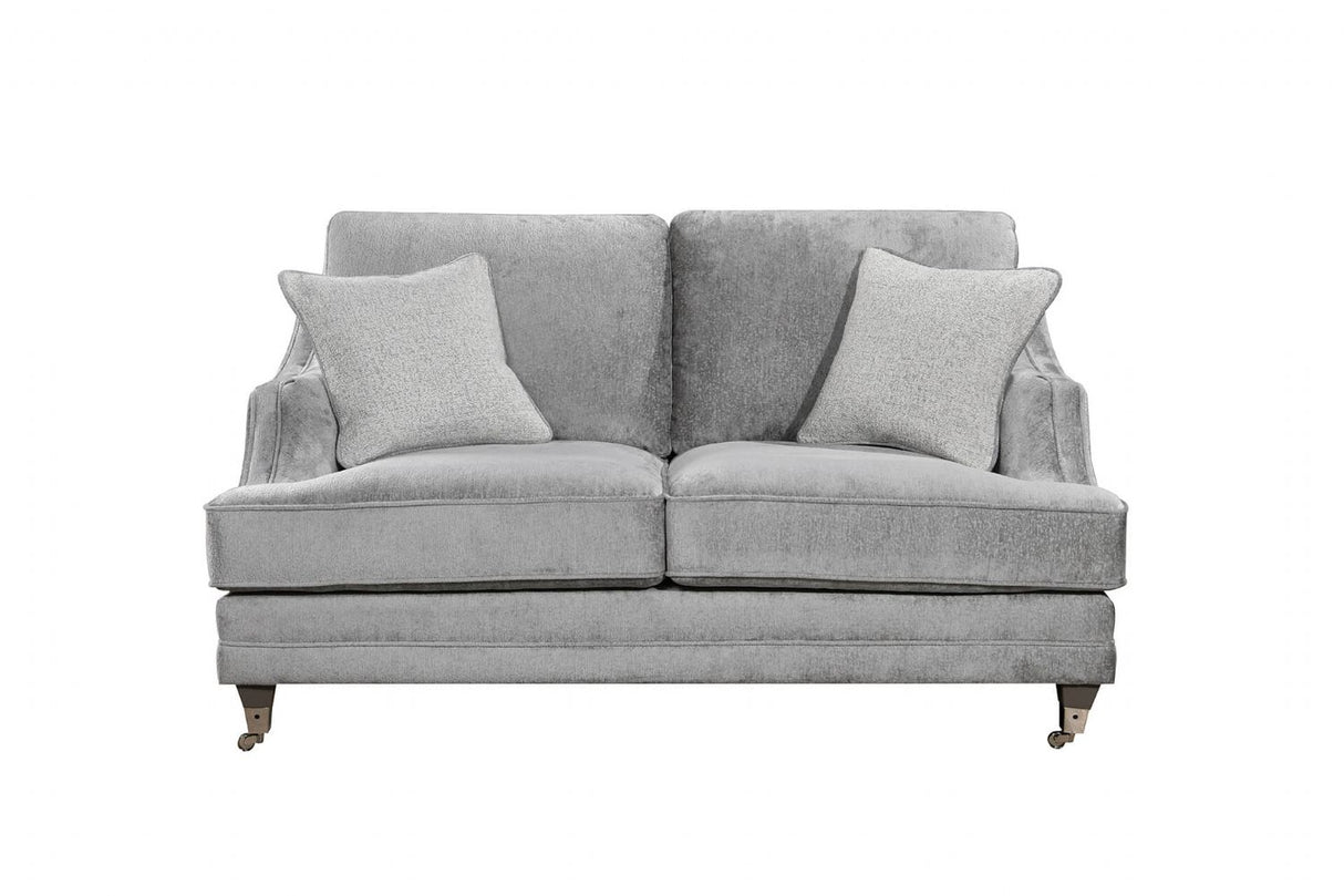Silver Velvet Fabric 2 Seater Standard Back Sofa