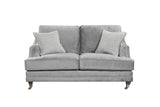 Silver Velvet Fabric 2 Seater Standard Back Sofa