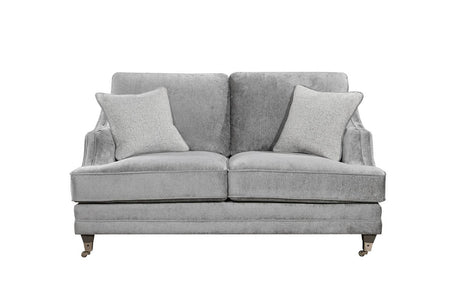 Silver Velvet Fabric 2 Seater Standard Back Sofa
